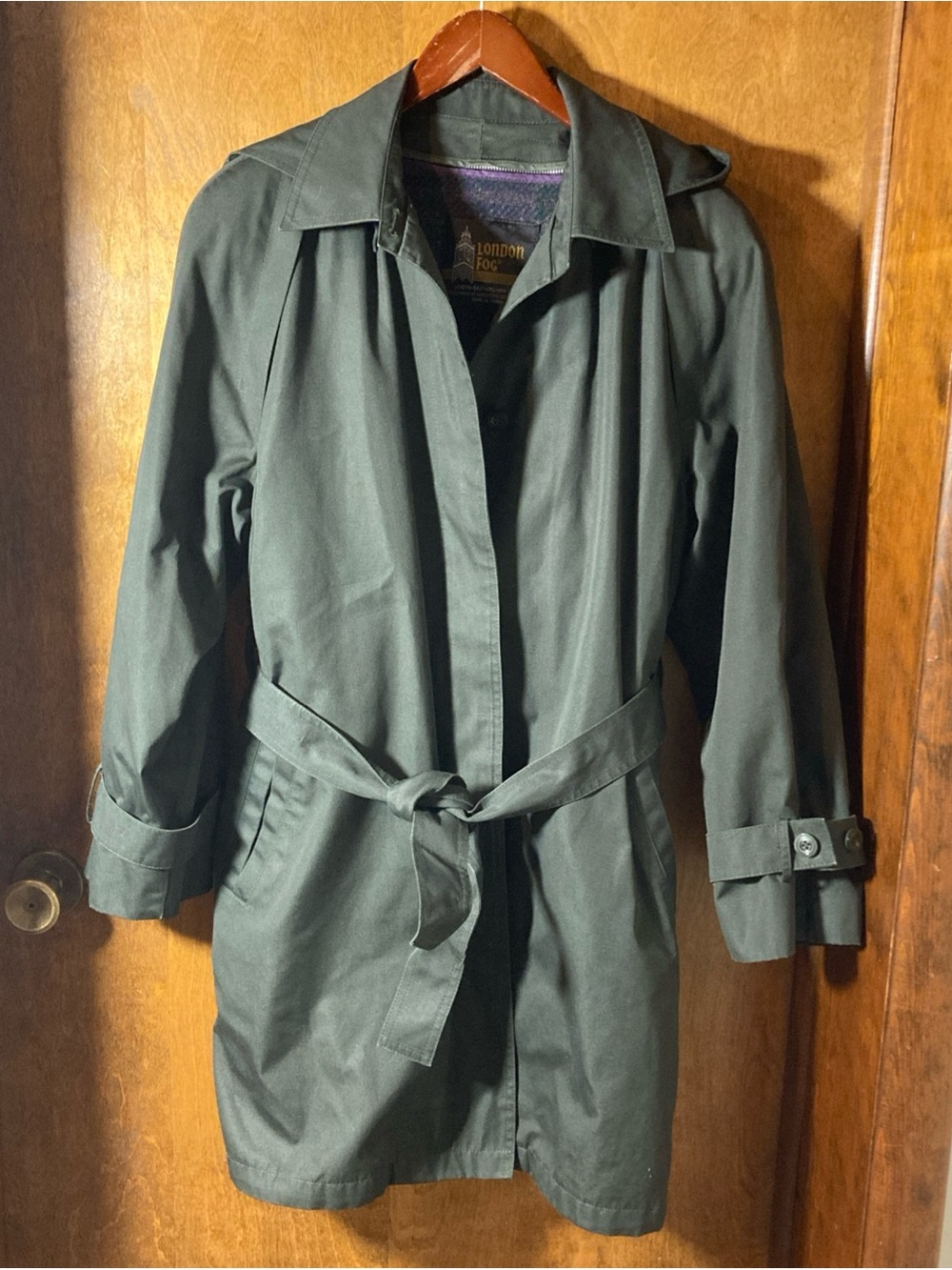 VTG Women’s London Fog Medium Length Trench Olive Zip Out Lining Sz 12 Classic